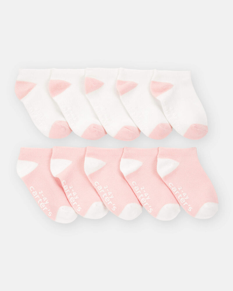Toddler Girl 10-Pack No Show Socks - Pink/White, image 1 of 2 slides