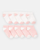 Toddler Girl 10-Pack No Show Socks - Pink/White, image 1 of 2 slides