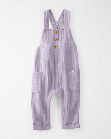 Baby Organic Cotton Gauze Overalls in Lilac, 