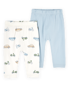 Baby Boy 2-Pack PurelySoft Pull-On Pants - Blue/Ivory, image 1 of 7 slides