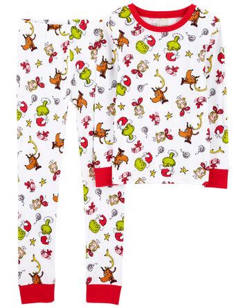 2-Piece Christmas Grinch 100% Snug Fit Cotton Pajamas, 