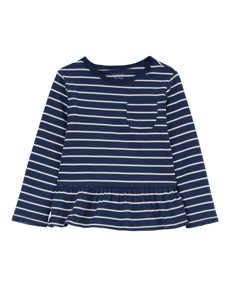 Toddler Striped Peplum Top, image 1 of 3 slides