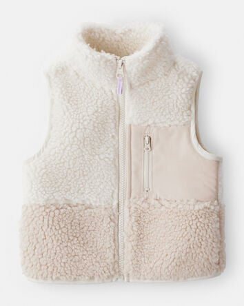 Baby Girl Fleece Vest - Cream, 