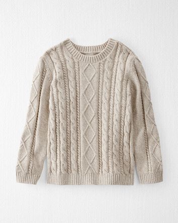 Kid Organic Cotton Cable Knit Sweater in Toasted Wheat, 