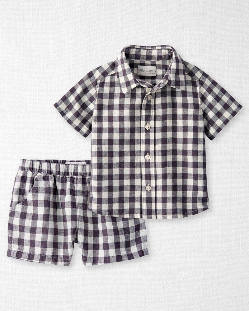 Baby 2-Piece Gingham Set Made With Linen and LENZING™ ECOVERO™, image 1 of 7 slides