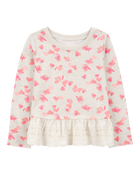 Kid 2-Piece Heart French Terry Sweater & Eyelet Pants Set, image 2 of 6 slides