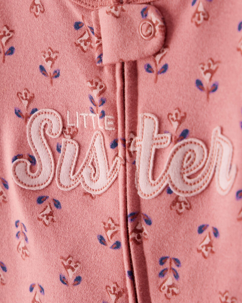 Baby Little Sister 2-Way Zip Cotton Sleep & Play Pajamas, image 3 of 7 slides