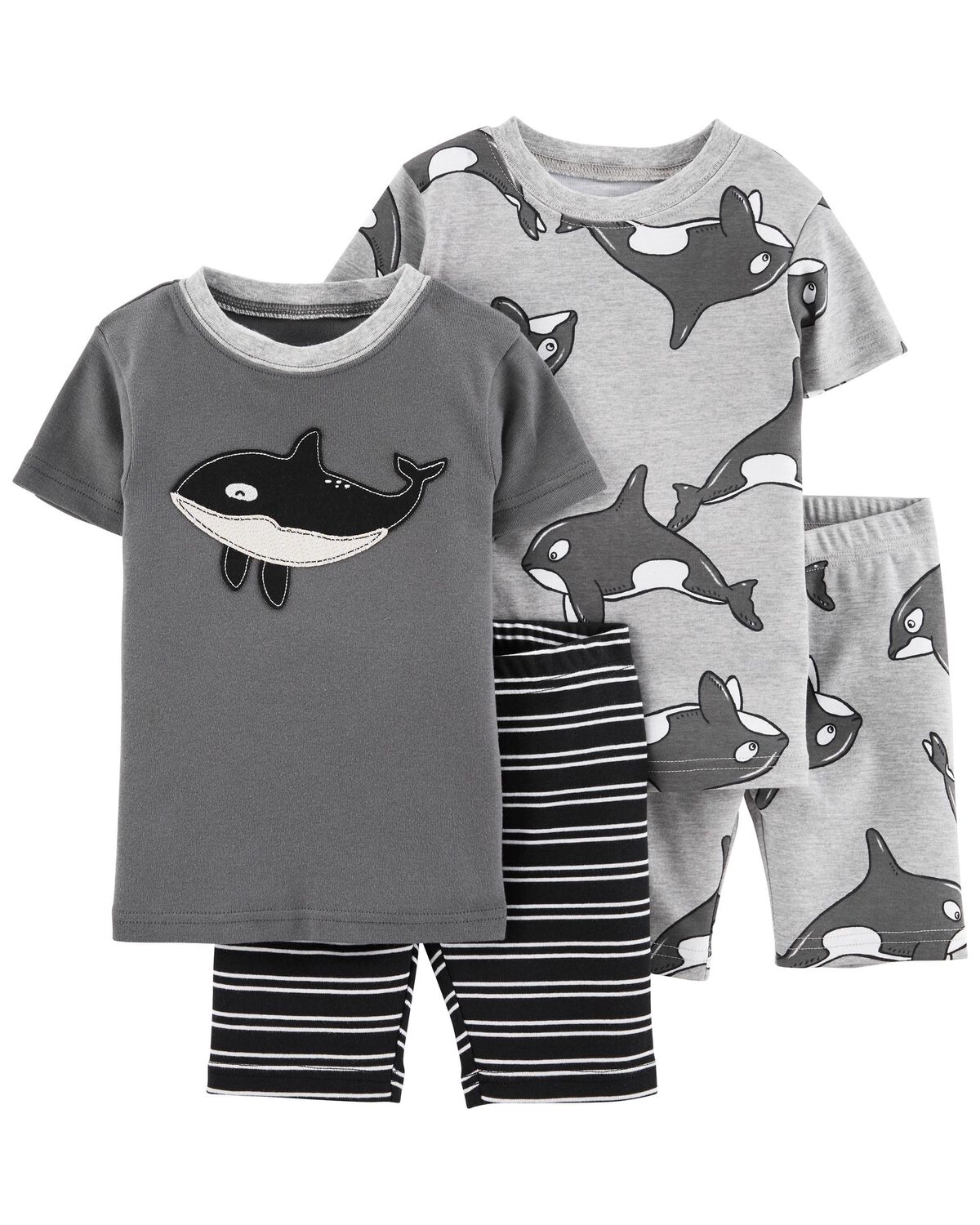 Grey Baby 4Piece Whales 100 Snug Fit Cotton Pajamas