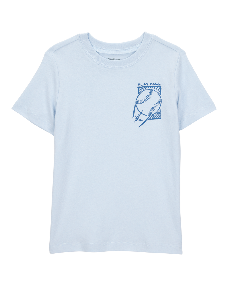 Toddler Baseball-Print Short-Sleeve Graphic Tee - Blue, image 1 of 4 slides