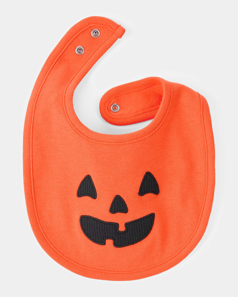 Baby Halloween Jack-O-Lantern Pumpkin Bib - Orange, image 2 of 3 slides