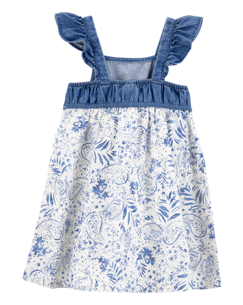 Baby Chambray Floral Print Dress, 