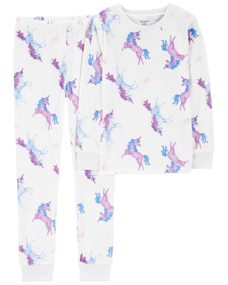 Kid 2-Piece Fuzzy Velboa Unicorn Pajamas, image 1 of 3 slides