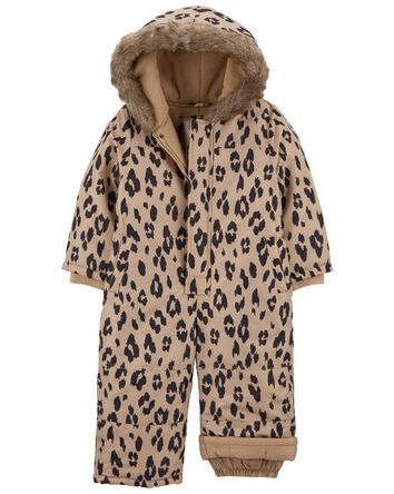 Toddler Leopard Fleece-Lined Snowsuit, 