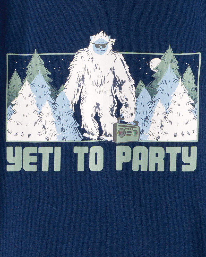 Boys Yeti Print 100% Cotton Long-Sleeve Snug Fit 4-Piece Pajamas - Green/Navy, image 2 of 4 slides