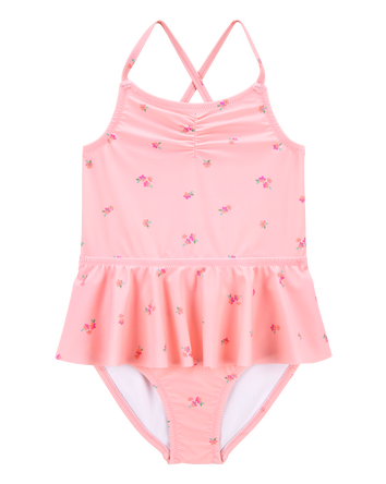 Toddler Girl 1-Piece Floral Tutu Swimsuit - Pink, 
