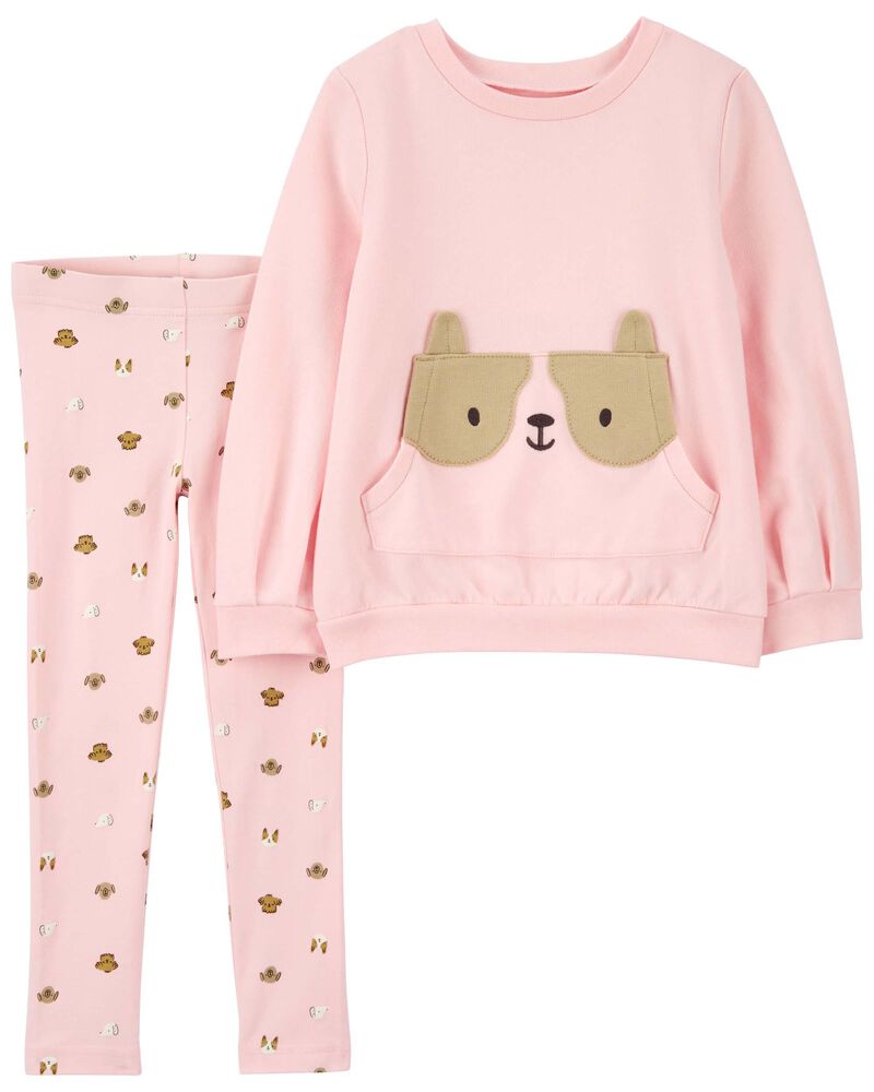Baby 2-Piece Dog French Terry Pullover & Legging Set, image 1 of 3 slides