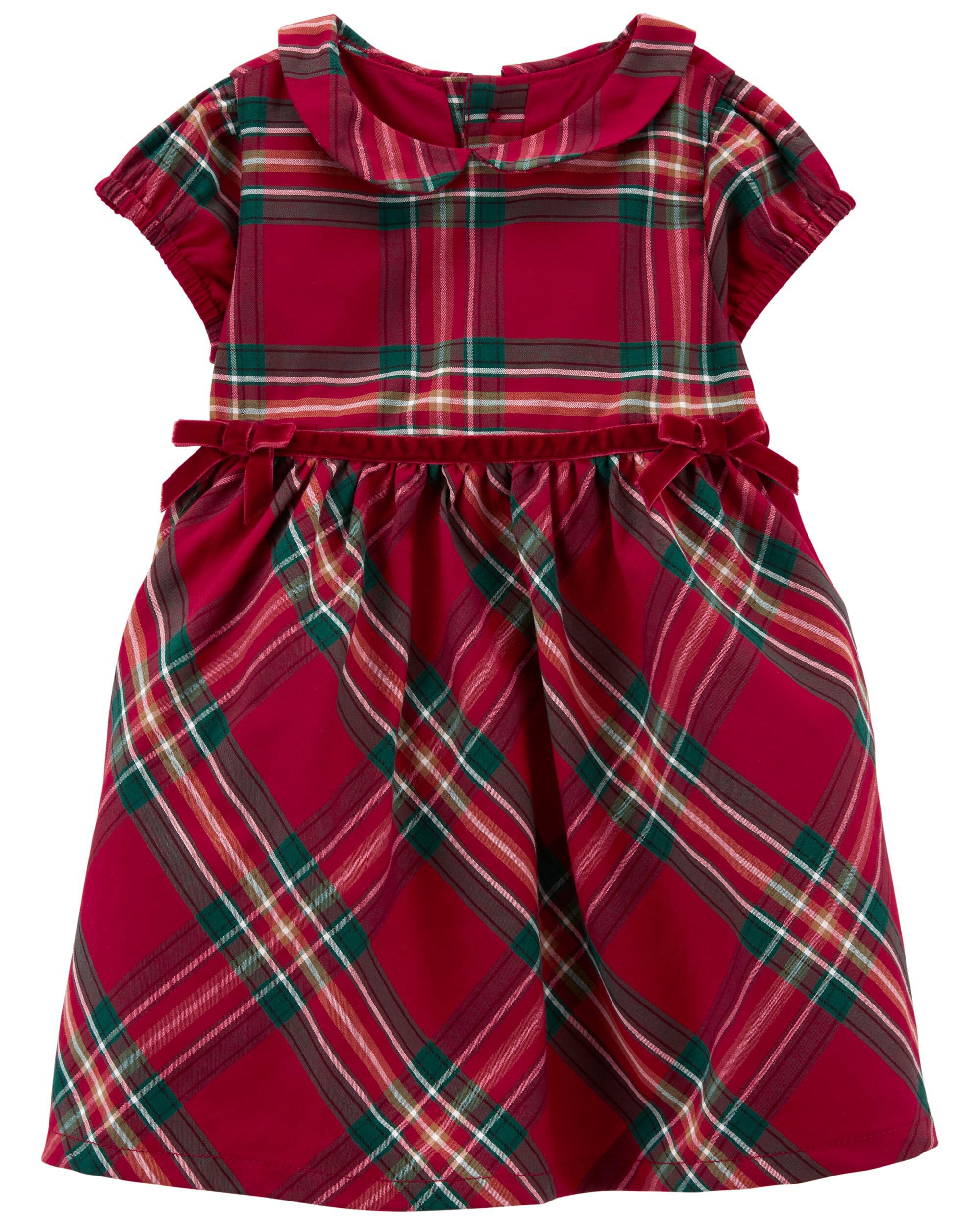 Red Baby Plaid Sateen Holiday Dress carters