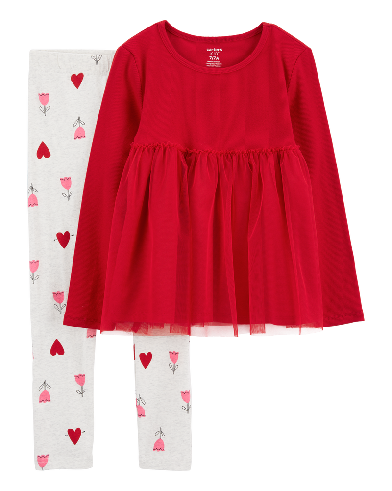 Kid 2-Piece Valentine's Day Top & Legging Set, image 1 of 3 slides