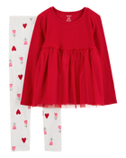 Kid 2-Piece Valentine's Day Top & Legging Set, image 1 of 3 slides
