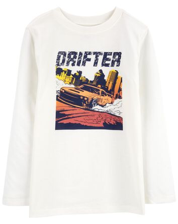 Drifter Car Long-Sleeve Graphic Tee - White, 