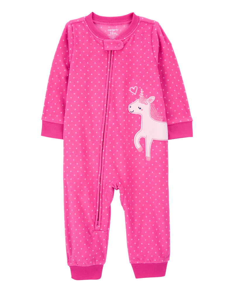 Toddler 1-Piece Unicorn Fleece Footless Pajamas, image 1 of 4 slides