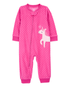 Toddler 1-Piece Unicorn Fleece Footless Pajamas, image 1 of 4 slides