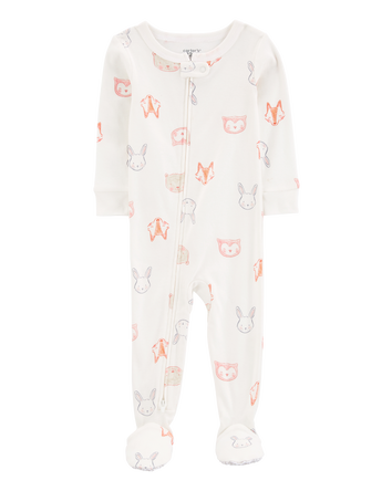 Toddler 1-Piece Animals 100% Snug Fit Cotton Footie Pajamas, 