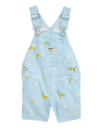 Toddler Girl Floral Shortalls - Blue, 