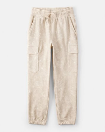 Boys Acid Wash Print French Terry Jogger - Cream, 