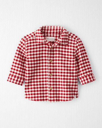 Baby Boy Plaid Organic Cotton Button-Front Flannel Shirt, 
