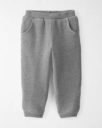 Toddler Waffle Knit Sherpa Lined Pants Made with Organic Cotton, 