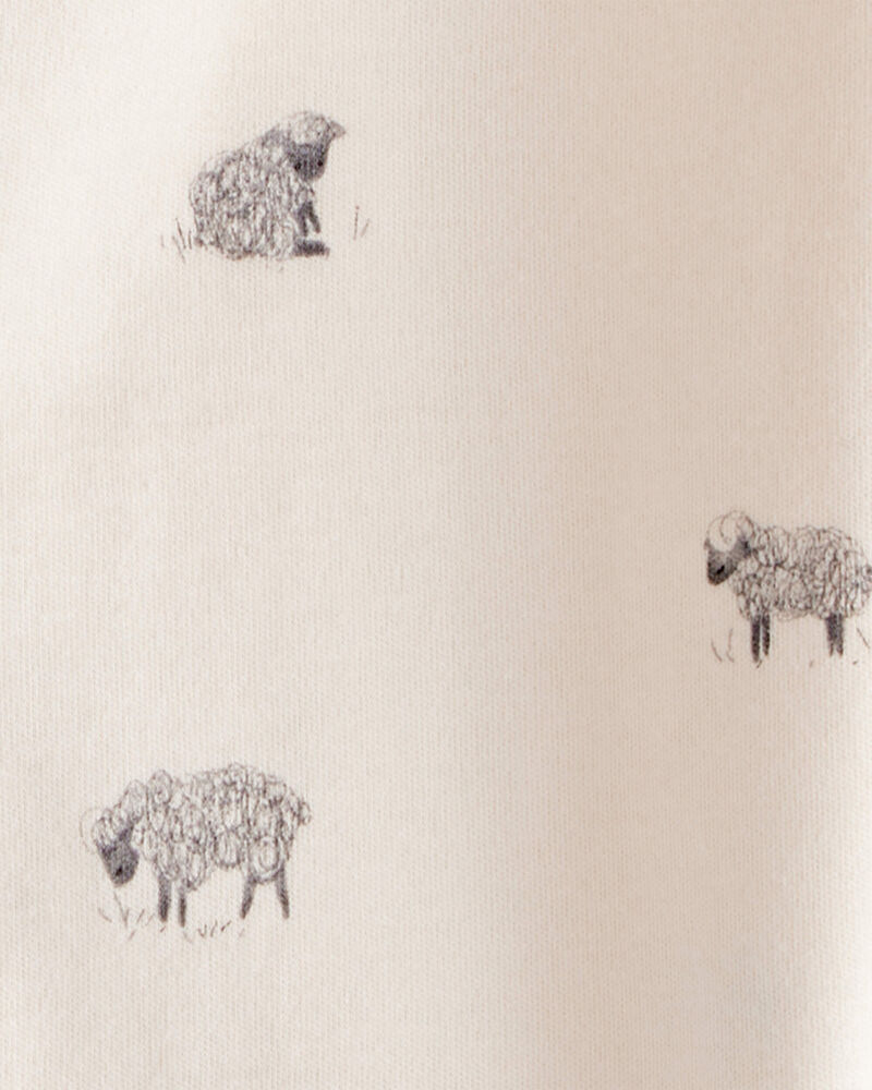 Baby Sheep Print 100% Cotton Long-Sleeve Sleep & Play - Ivory, image 3 of 4 slides