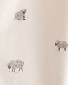 Baby Sheep Print 100% Cotton Long-Sleeve Sleep & Play - Ivory, image 3 of 4 slides