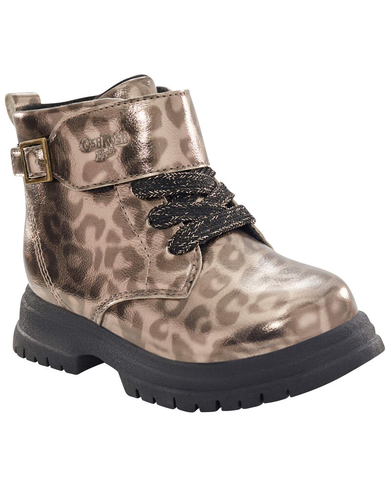Toddler Cheetah Print Lace-Up Boots , image 1 of 7 slides
