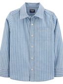 Blue - Chambray Stripe Button-Front Shirt