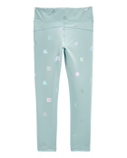 Kid Printed High-Rise Leggings - Aqua, image 2 of 5 slides
