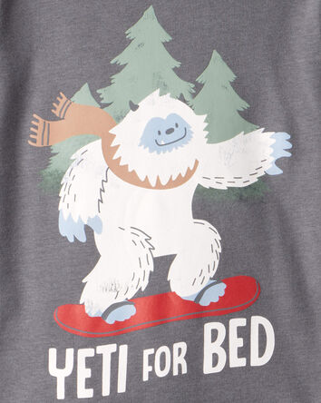 Baby Boy Yeti Print 100% Cotton Long-Sleeve Snug Fit 4-Piece Pajamas - Green/Grey, 