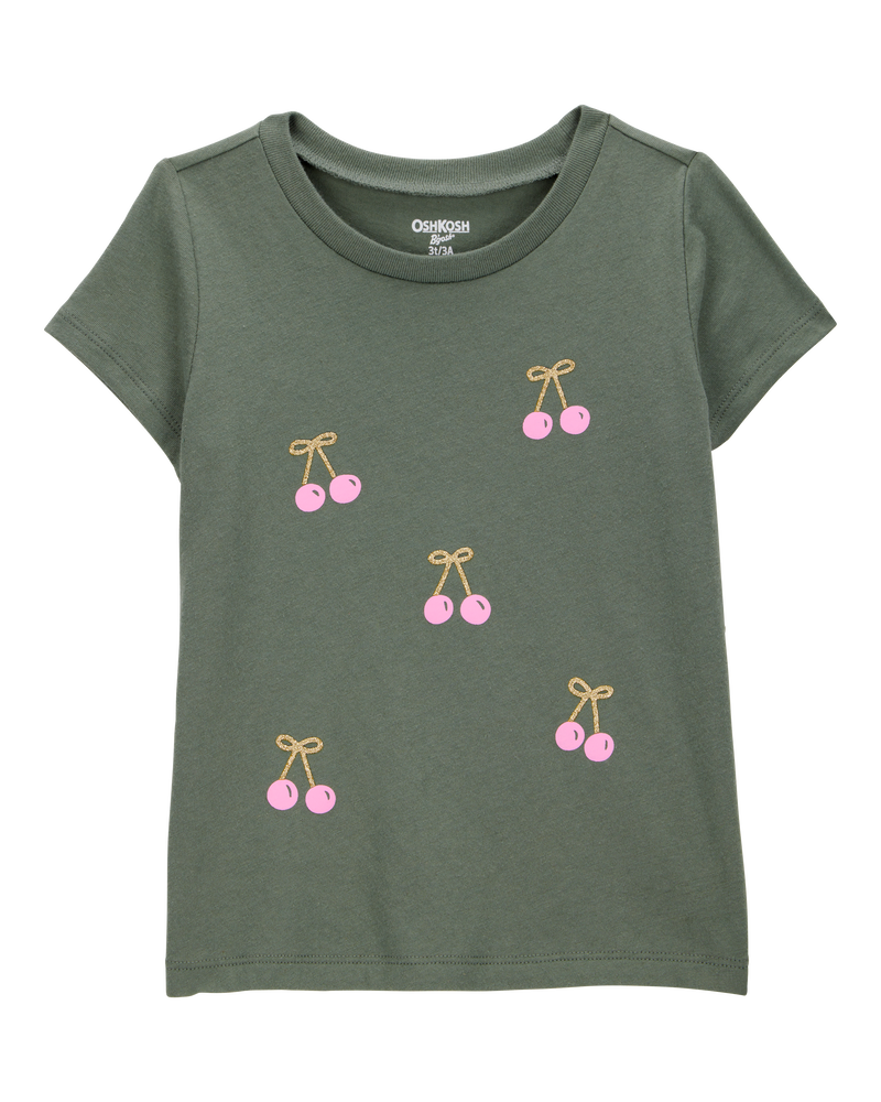 Toddler Cherry Short-Sleeve Graphic Tee - Olive, image 1 of 3 slides