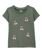Toddler Cherry Short-Sleeve Graphic Tee - Olive, image 1 of 3 slides