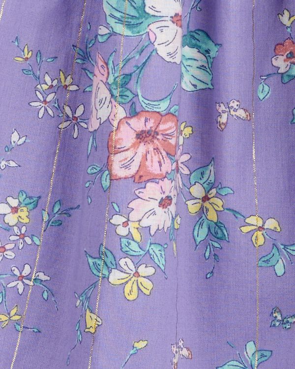 Baby Metallic Stripe Floral Print Dress