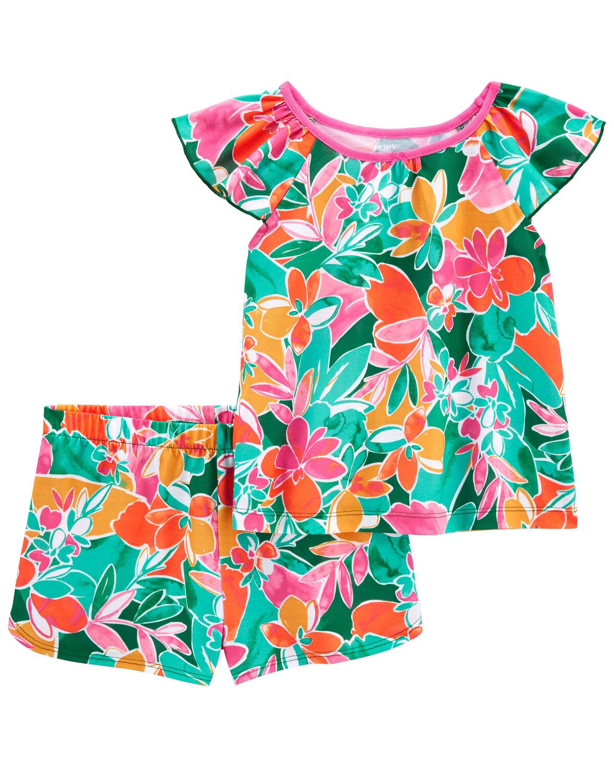 Multi Kid 2Piece Tropical Loose Fit Pajamas