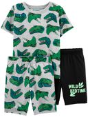 Green/Grey - Kid 3-Piece Dinosaur Loose Fit Pajamas