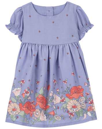 Baby Floral Print Puff Sleeve Dress, 