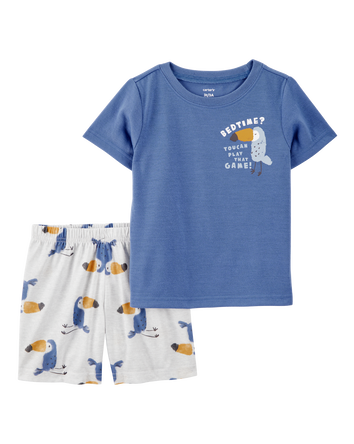 Toddler Boy Bird Print Loose Fit 2-Piece Pajamas - Blue, 