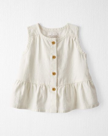 Baby Button-Front Ruffle Top Made With Linen and LENZING™ ECOVERO™ , 