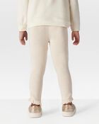 Toddler Ribbed Eyelet-Hem Pants - Cream, image 2 of 6 slides