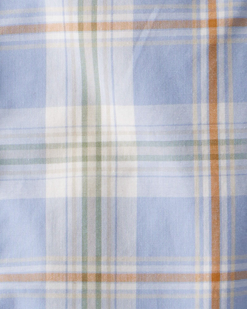 Baby Poplin Plaid Button-Front Long-Sleeve Bodysuit, image 3 of 4 slides