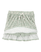Kid Floral Crinkle Skort - Green, image 2 of 4 slides