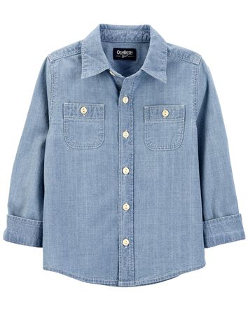 Button-Front Chambray Shirt, 