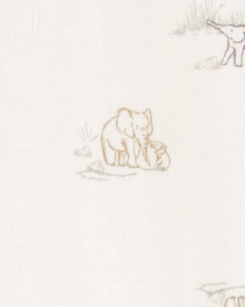 Baby 2-Piece 2-Way Zip Elephant Cotton Sleep & Play Pajamas & Cap Set, image 2 of 4 slides